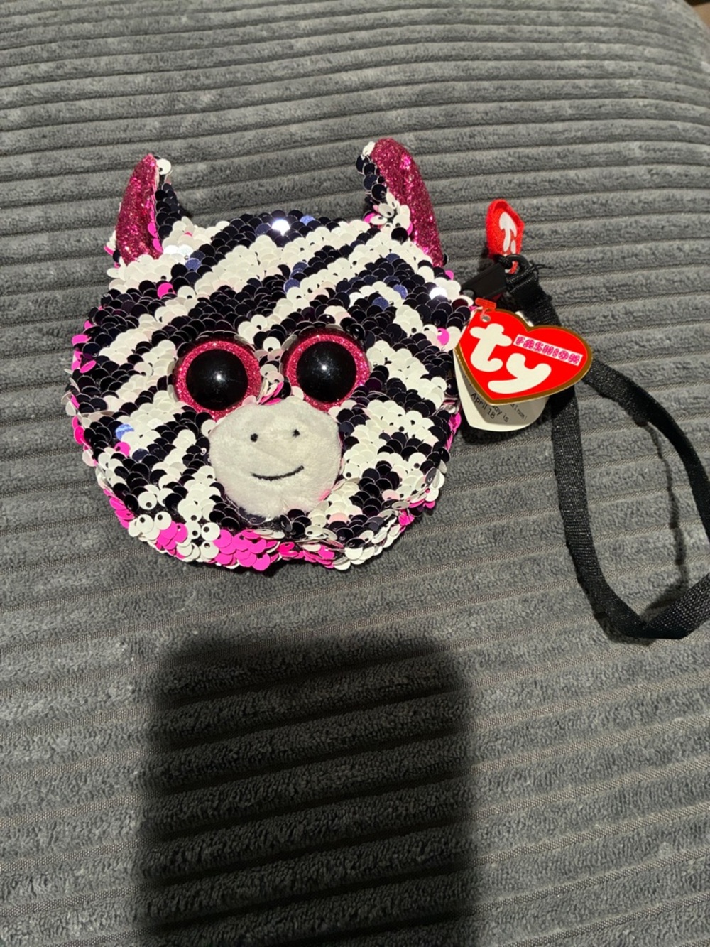 Ty Sequin Unicorn Coin Purse - Hot Pink, Black & White